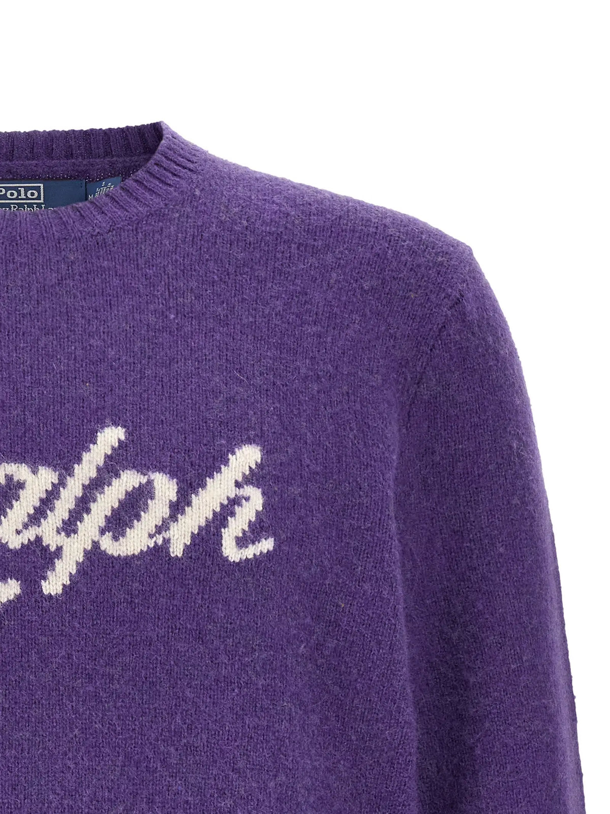 Cardigan en laine violet polo ralph lauren avec lettrage cream ralphp sur la poitrine