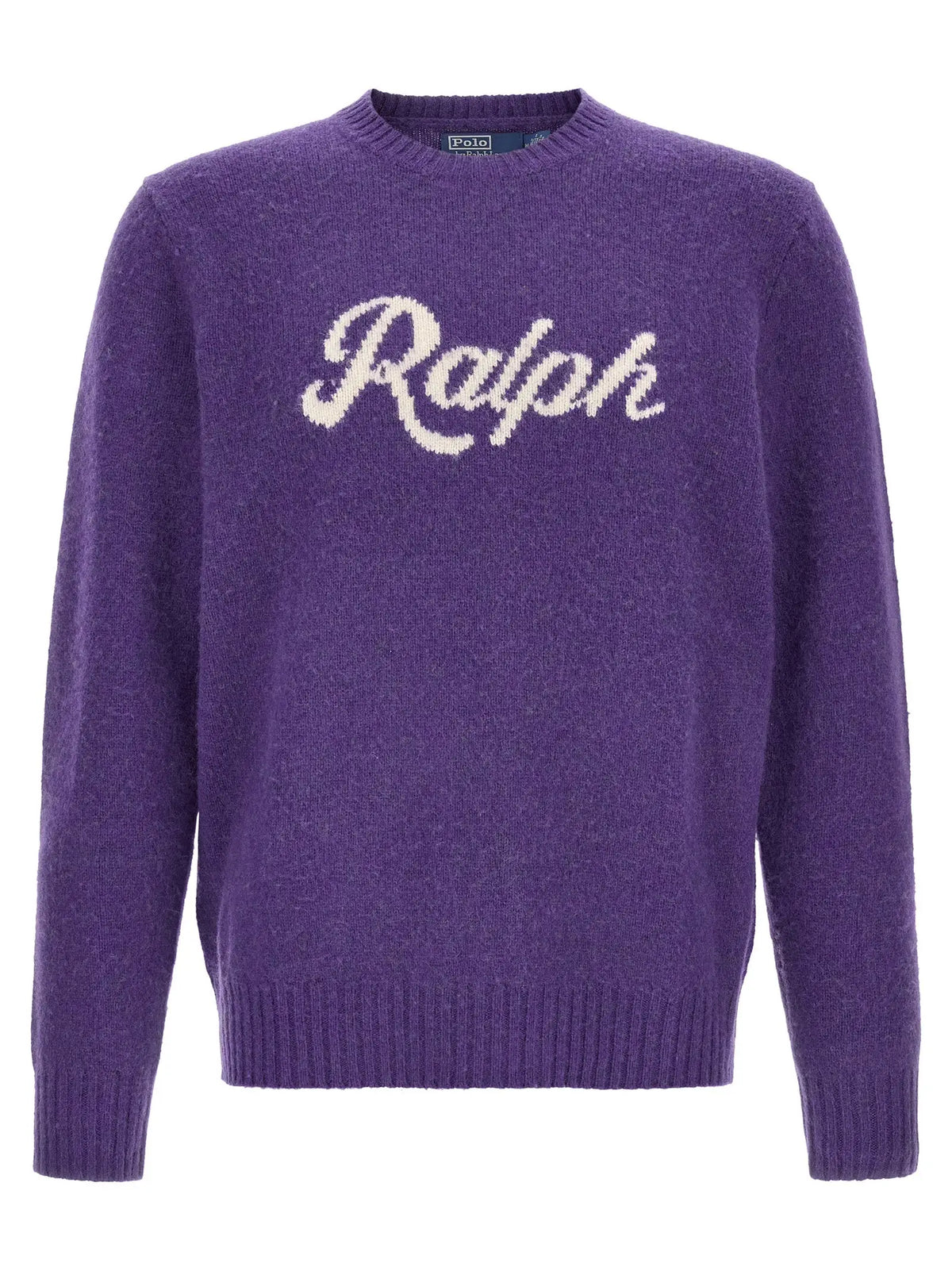 Cardigan en laine violet polo ralph lauren avec lettrage cursif crème ralph sur la poitrine