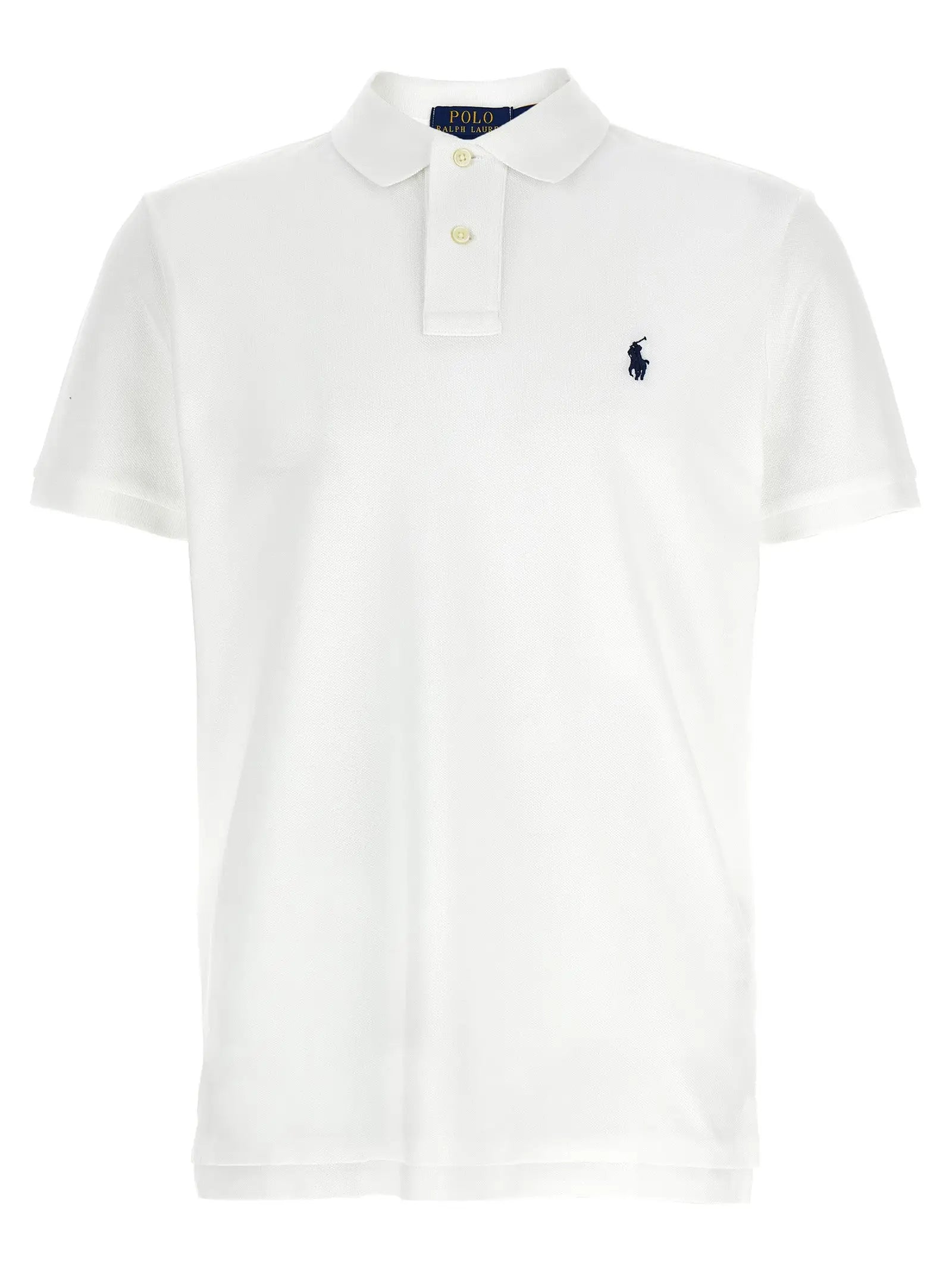 Polo ralph lauren polo en coton blanc avec logo marine brodé poitrine et boutons assortis