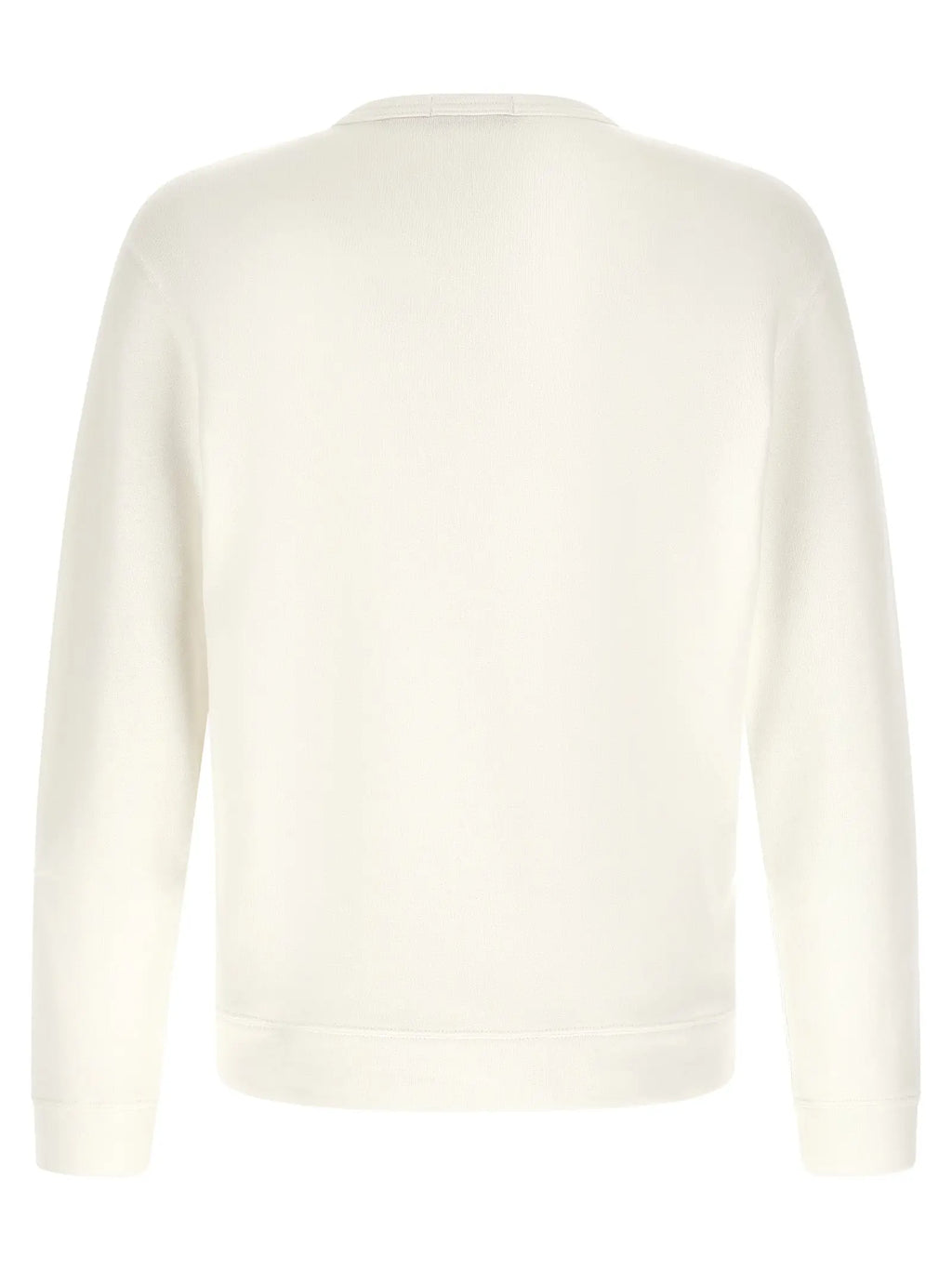 Polo ralph lauren sweatshirt blanc en coton avec manches longues crème col rond simple et poignets côtelés