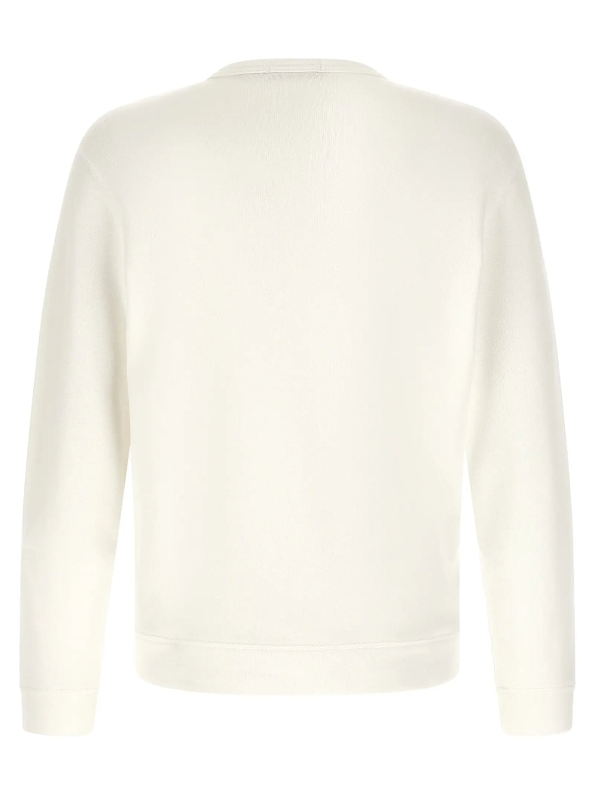 Polo ralph lauren sweatshirt blanc en coton avec manches longues crème col rond simple et poignets côtelés