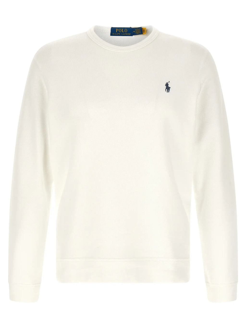 Sweatshirt polo ralph lauren blanc en coton avec logo brodé bleu marine sur la poitrine