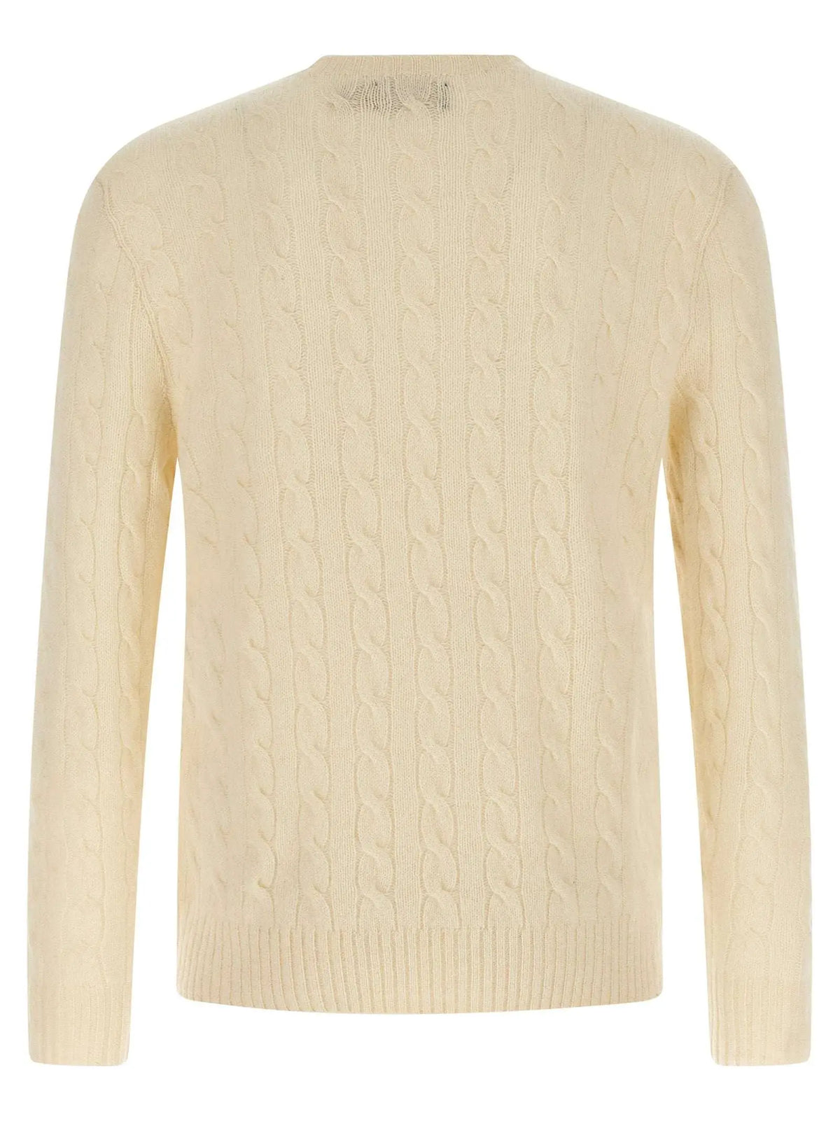 Cardigan en laine blanc de polo ralph lauren avec col rond classique et poignets côtelés en maille torsadée crème