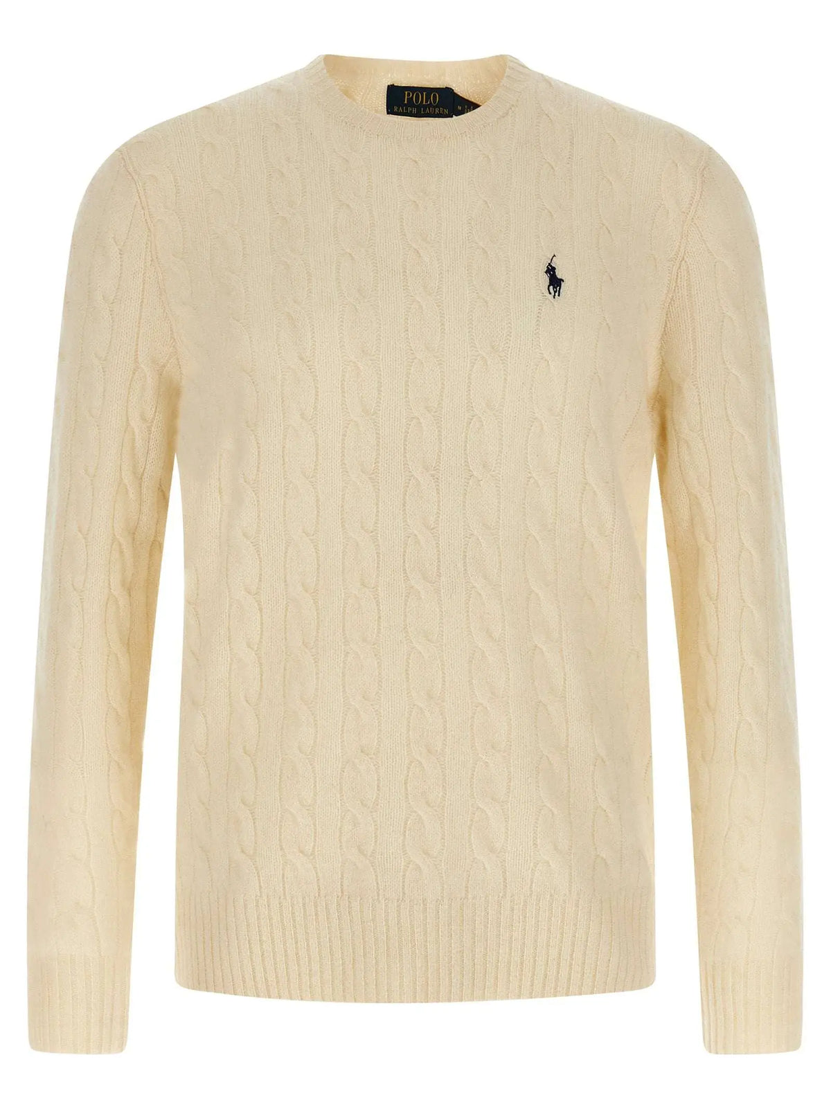 Cardigan en laine blanc polo ralph lauren avec col rond classique et logo noir brodé sur la poitrine gauche