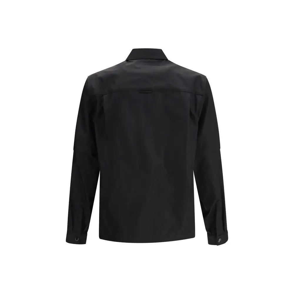 Veste prada noire en polyamide recyclé avec col et coutures discrètes manches longues