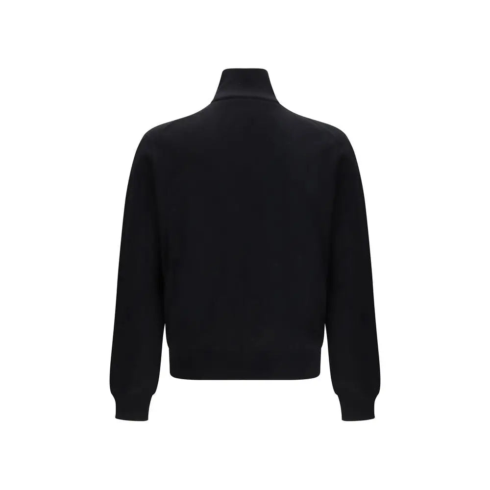 Veste prada black wool oves aries noire en laine avec coupe ajustée et poignets côtelés en maille col roulé