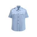 Chemise courte en coton bleu clair prada avec poches poitrine boutonnées et col