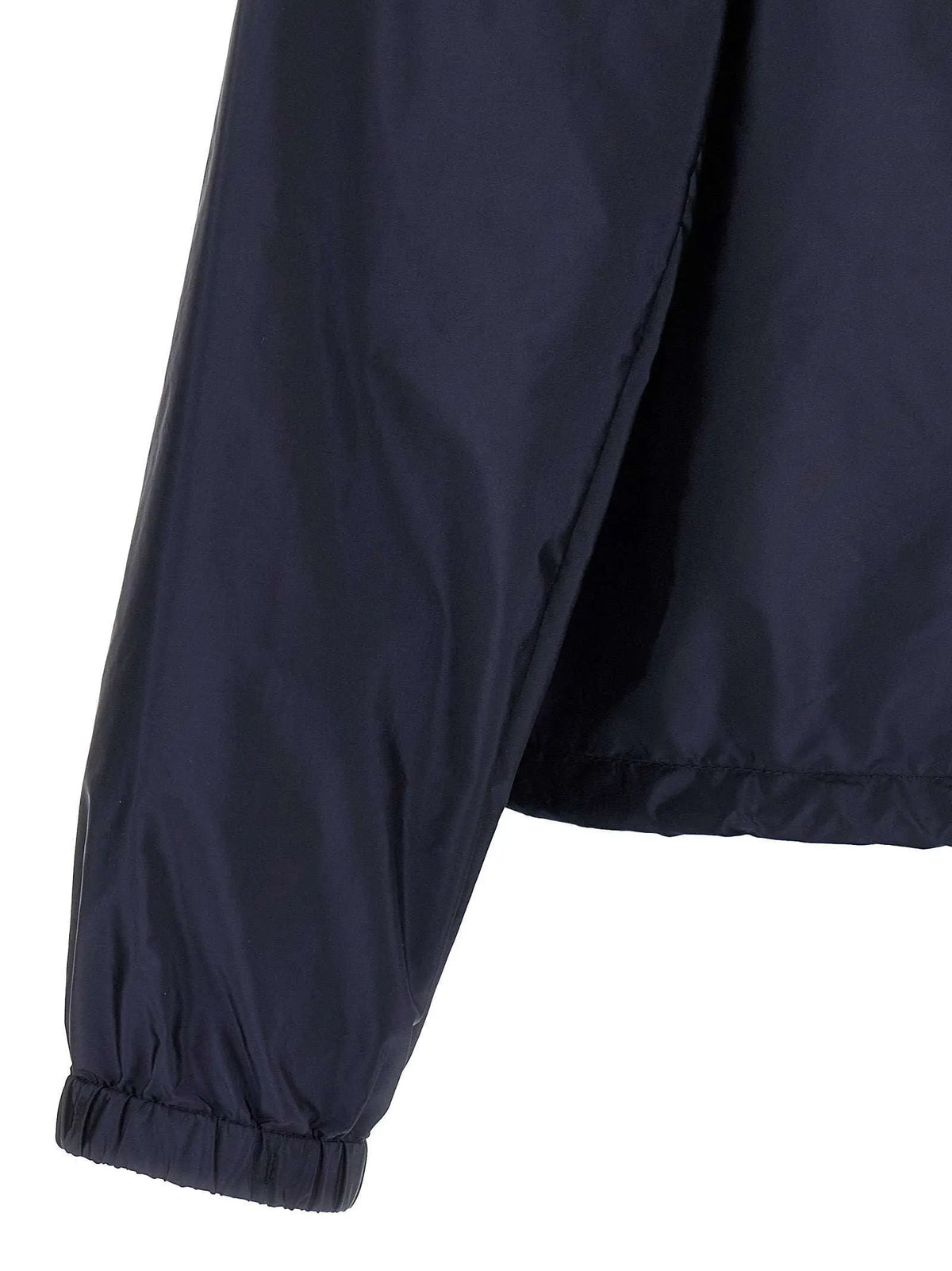 Manche de veste prada bleu en polyamide recyclé avec poignet élastique en nylon bleu marine