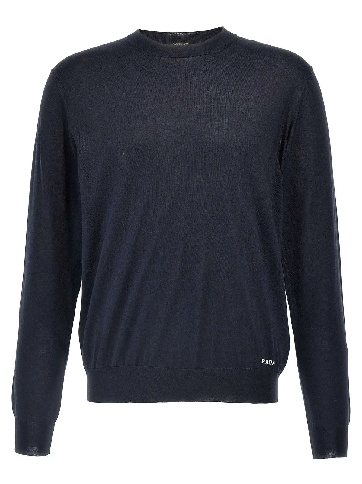 Pull en coton prune foncé avec texture subtile et logo pada brodé sur lourdy droit signé prada