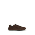 Chaussures Prada Bos Taurus en cuir de veau marron, baskets sportives élégantes avec détails en cuir pour homme.