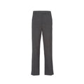 Pantalon de costume gris en laine vierge Prada, coupe classique et élégante, visible sur un mannequin avec détails de la texture de la laine.