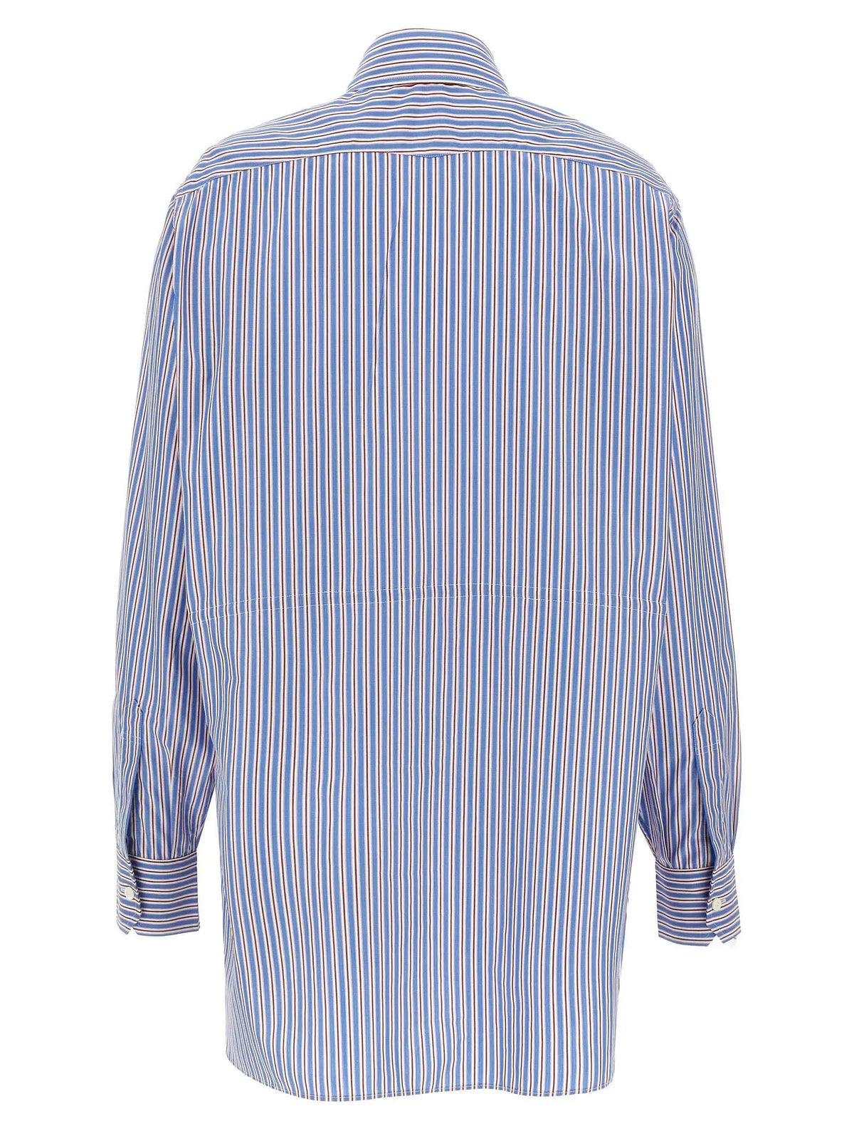 Chemise boutonnée manches longues prada en coton multicolore bleu et blanc rayé verticalement avec col classique