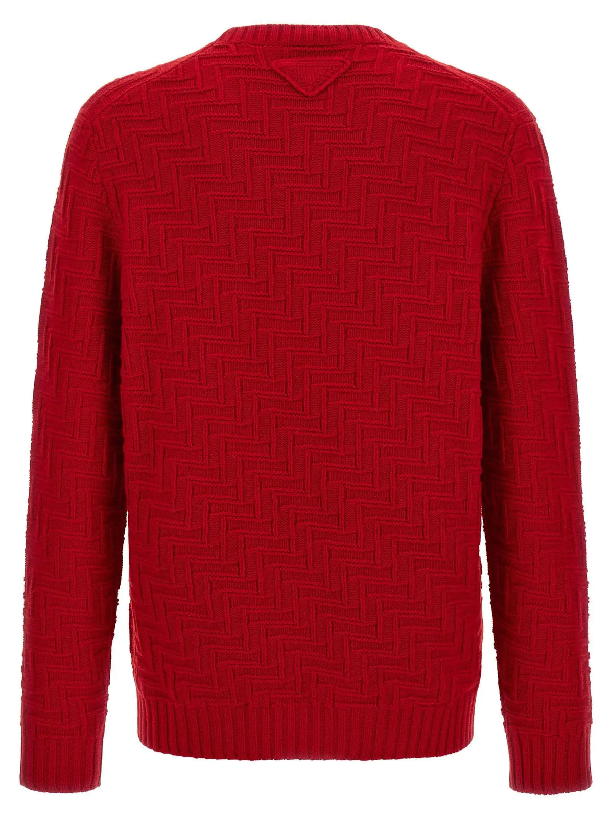 Cardigan multicolore prada en laine vierge avec motif chevron rouge vif et poignets côtelés