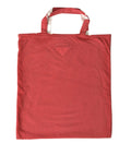 Sac tote rouge prada en tissu jersey avec logo triangulaire et anses assorties pour épaule et shopping