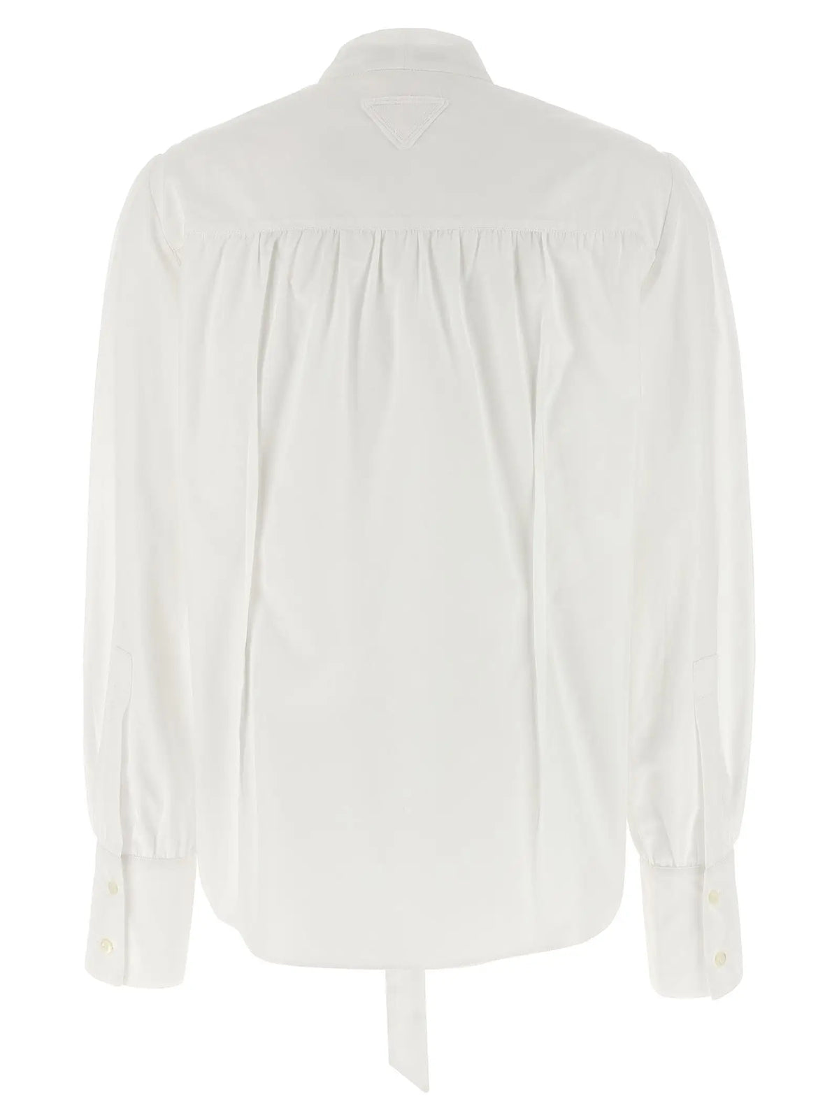 Blouse blanche en coton prada avec dos froncé et manches longues