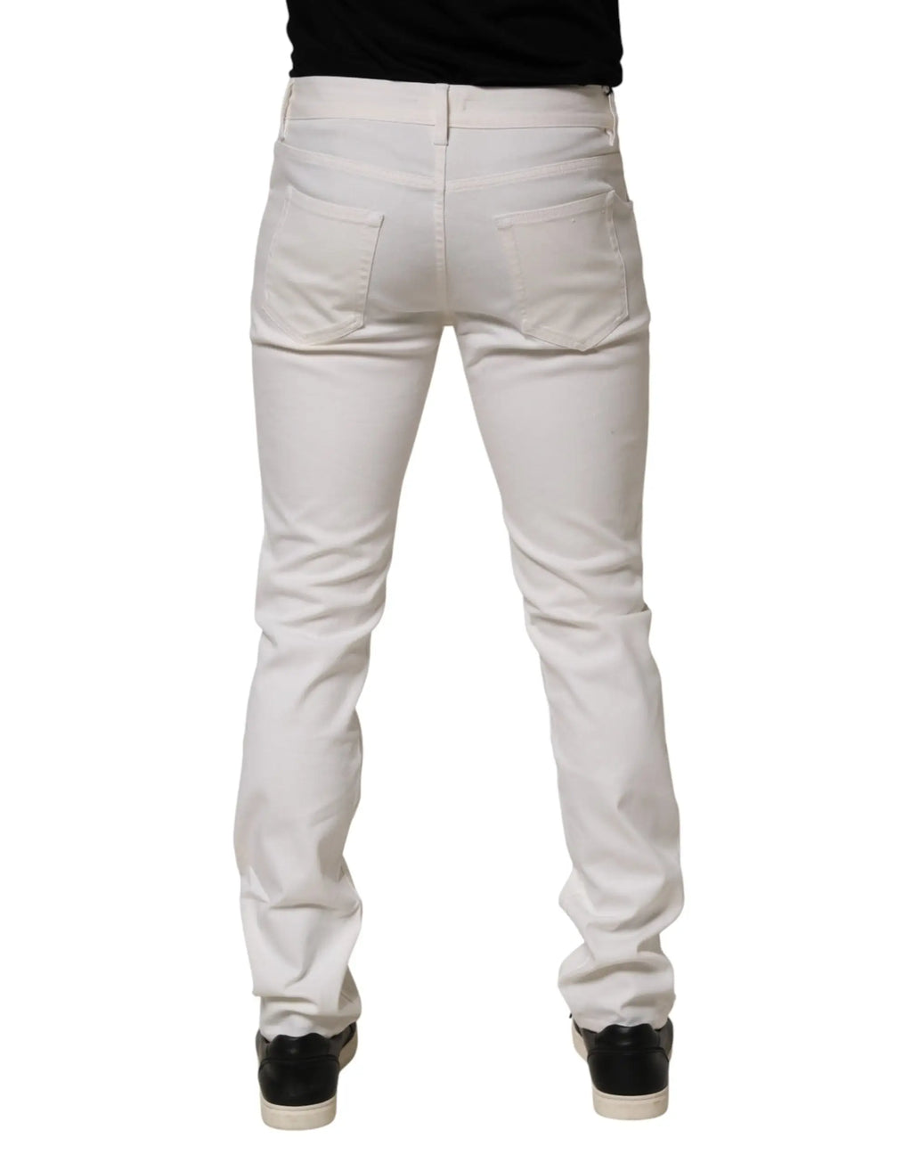 Prada jean blanc taille mi-haute slim fit en denim avec design moderne et coutures discrètes pour un usage casual