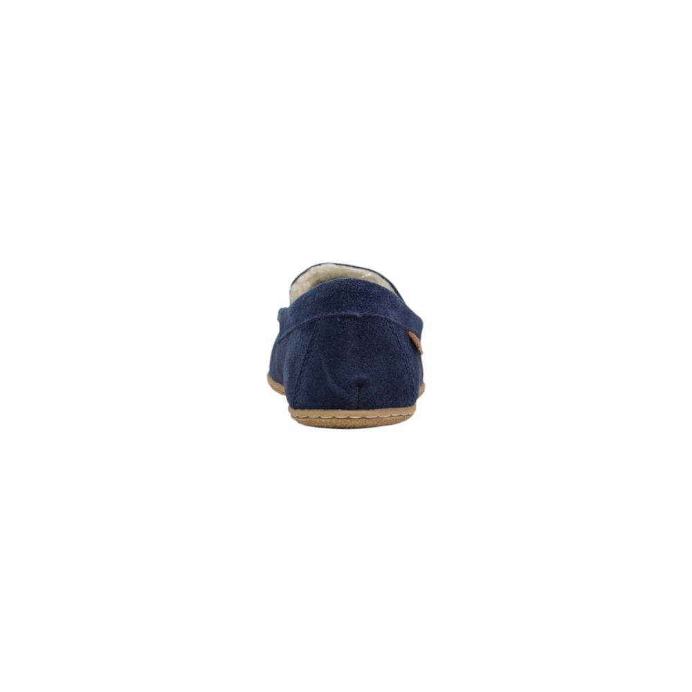 Chaussons en cuir bleu en daim de Ralph Lauren, élégants et confortables, pour homme ou femme.