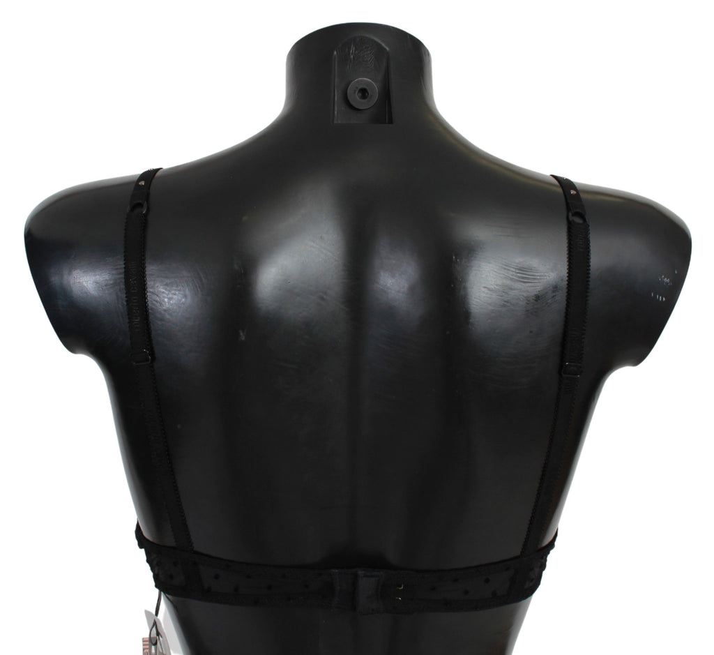 Soutien-gorge push-up en dentelle noire et rose Roberto Cavalli, lingerie élégante avec détails raffinés.
