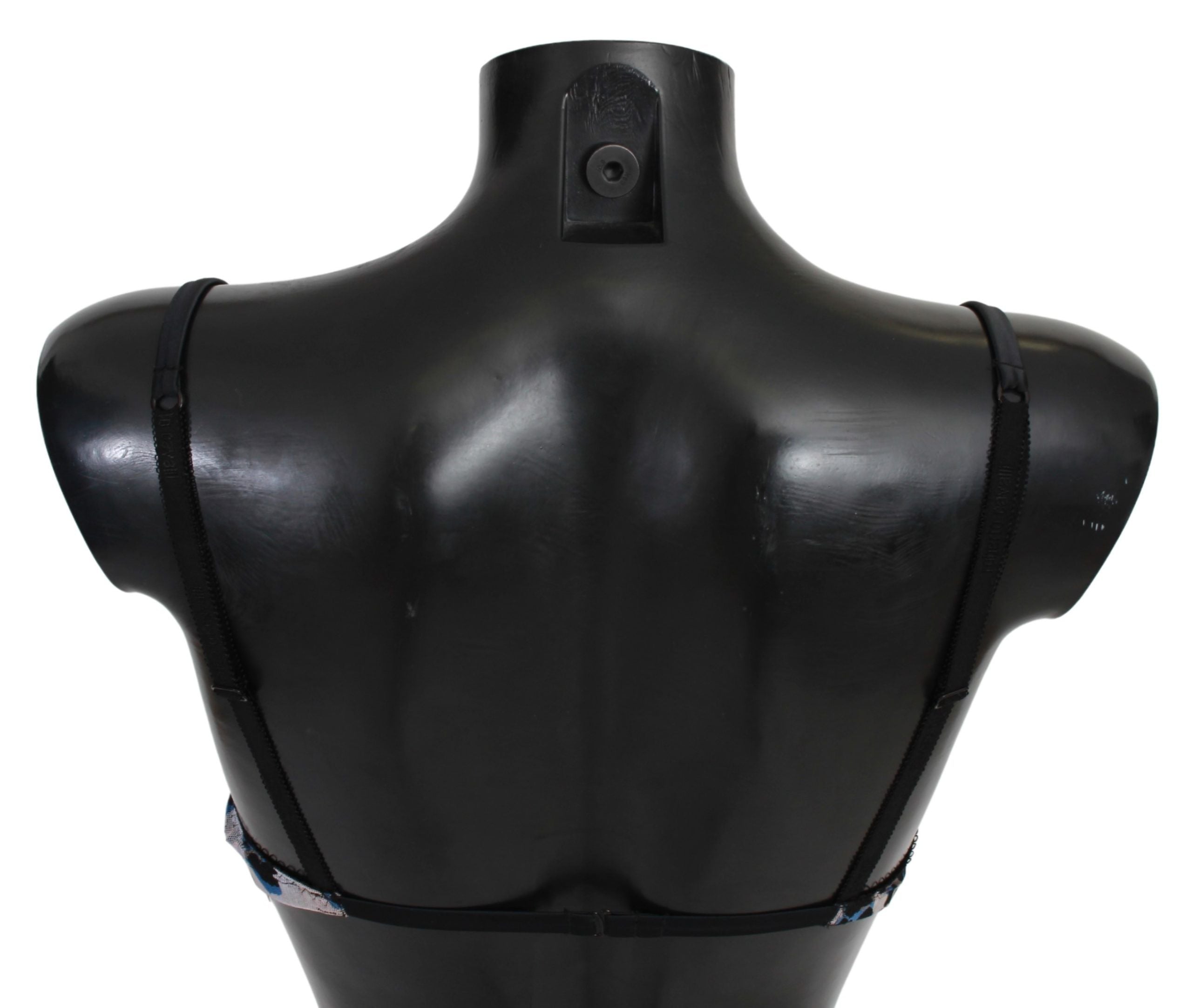 Soutien-gorge noir en dentelle de Roberto Cavalli, sous-vêtements en nylon, détail élégant et sophistiqué.