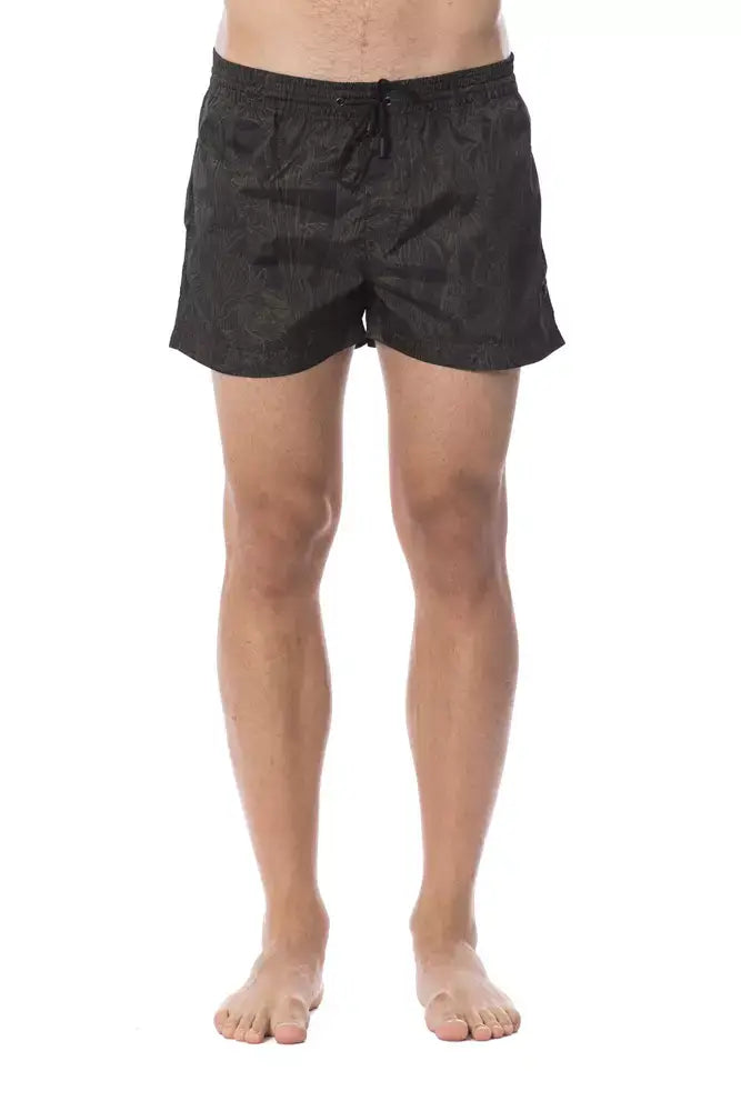 Maillot de bain homme roberto cavalli sport army en polyester noir avec motif texturé et taille élastique