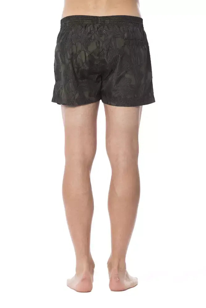 Maillot de bain homme roberto cavalli sport army en polyester noir avec motif texturé subtil