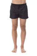 Short de bain homme roberto cavalli sport noir en polyester avec taille élastique à cordon de serrage