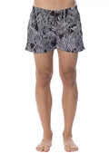 Maillot de bain homme roberto cavalli sport noir en polyester avec motif noir et blanc et taille à cordon