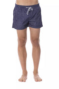 Shorts de bain pour hommes Roberto Cavalli Sport en polyester bleu, style sportif et élégant pour la plage ou la piscine.