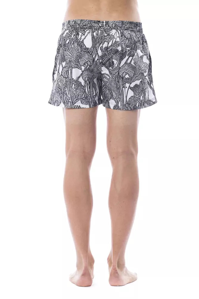 Shorts de bain pour hommes Roberto Cavalli Sport en polyester noir, style sportif et élégant, parfait pour la plage ou la piscine.