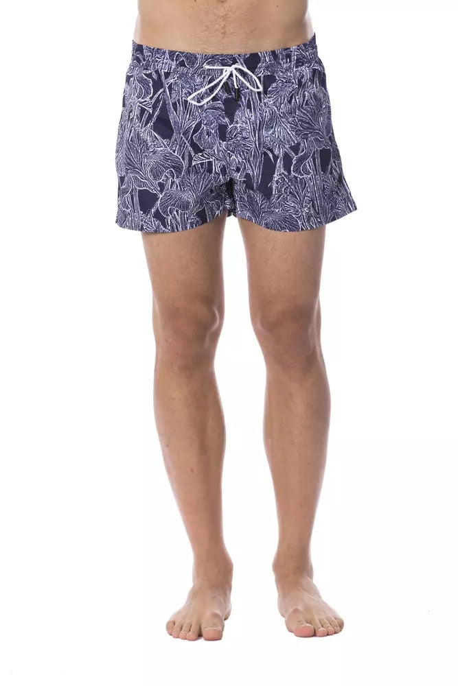 Maillot de bain homme Roberto Cavalli Sport en polyester bleu, style sportif et élégant pour la plage ou la piscine.