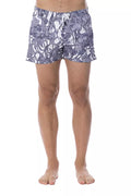 Maillot de bain homme Roberto Cavalli Sport en polyester bleu clair, style léger et sportif, vue de face.