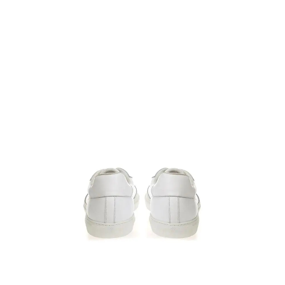 Baskets basses en cuir blanc roberto cavalli avec design minimaliste et détails de surpiqûres subtils