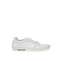 Baskets basses roberto cavalli en cuir blanc avec design minimaliste et perforations discrètes sur la pointe