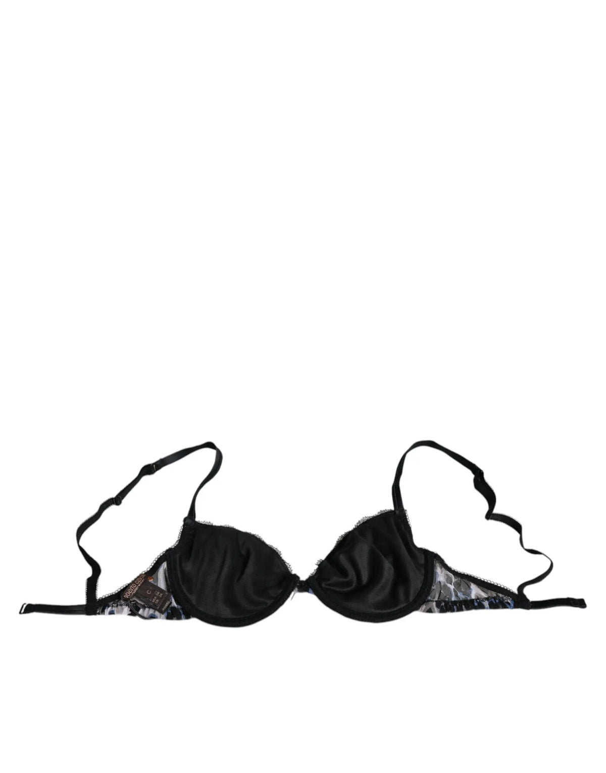 Soutien-gorge push-up roberto cavalli leopard blanc en satin noir avec dentelle et bretelles réglables