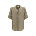 Chemise Saint Laurent en soie multicolore avec motif élégant, boutons visibles et coupe sophistiquée, pour un style chic et moderne.