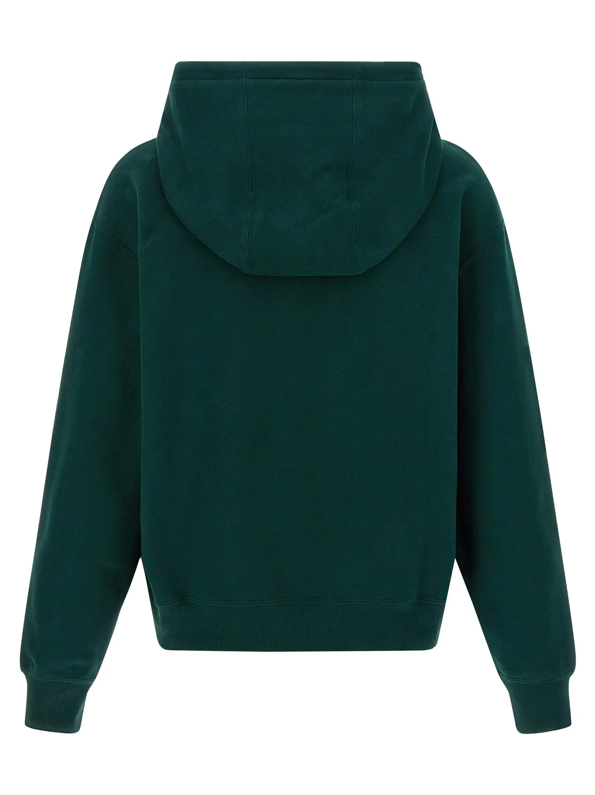 Sweatshirt saint laurent bicolore en coton vert foncé avec capuche et poignets et ourlet côtelés