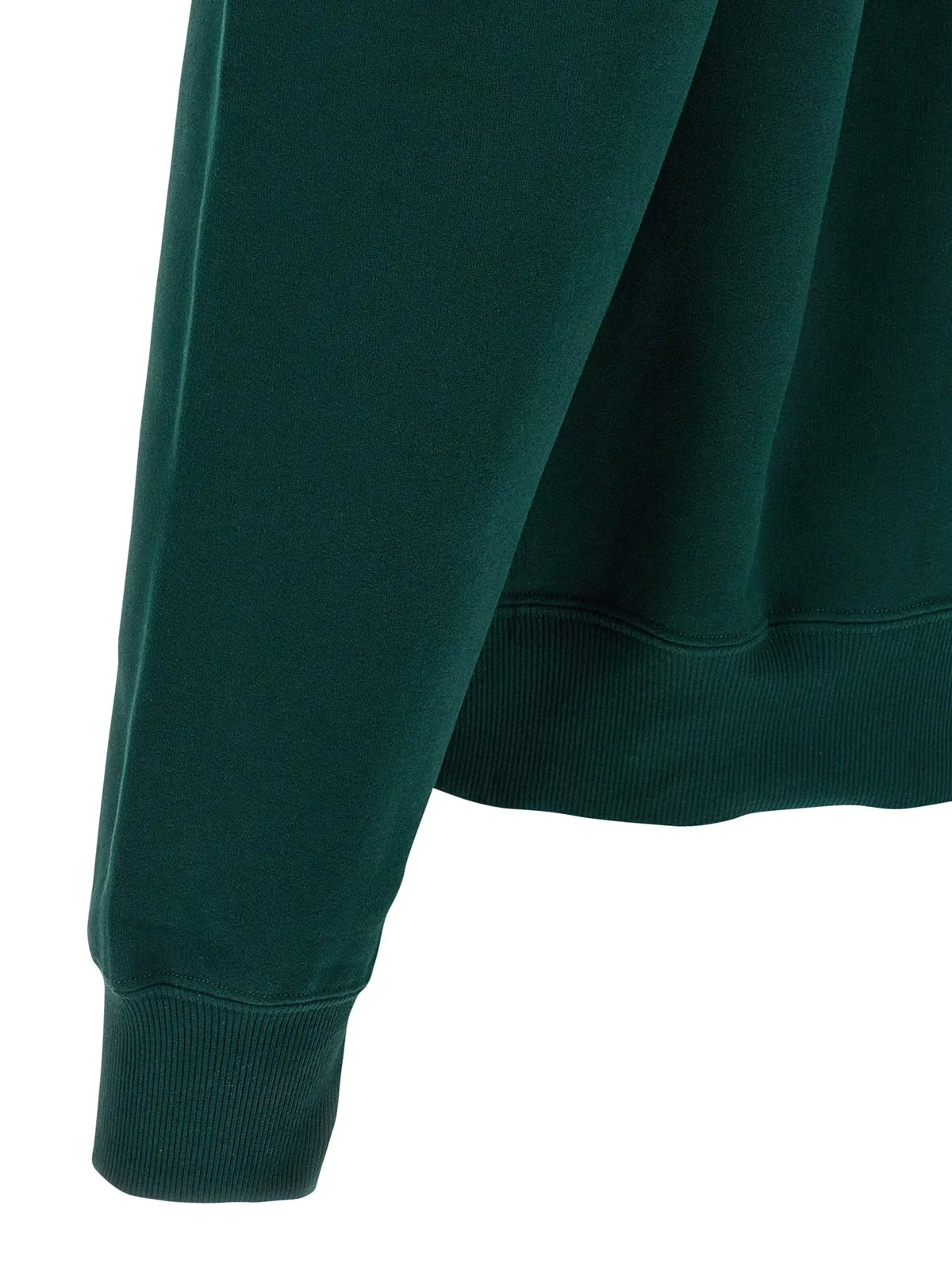 Sweatshirt saint laurent en coton bicolore vert foncé avec poignets et ourlet côtelés
