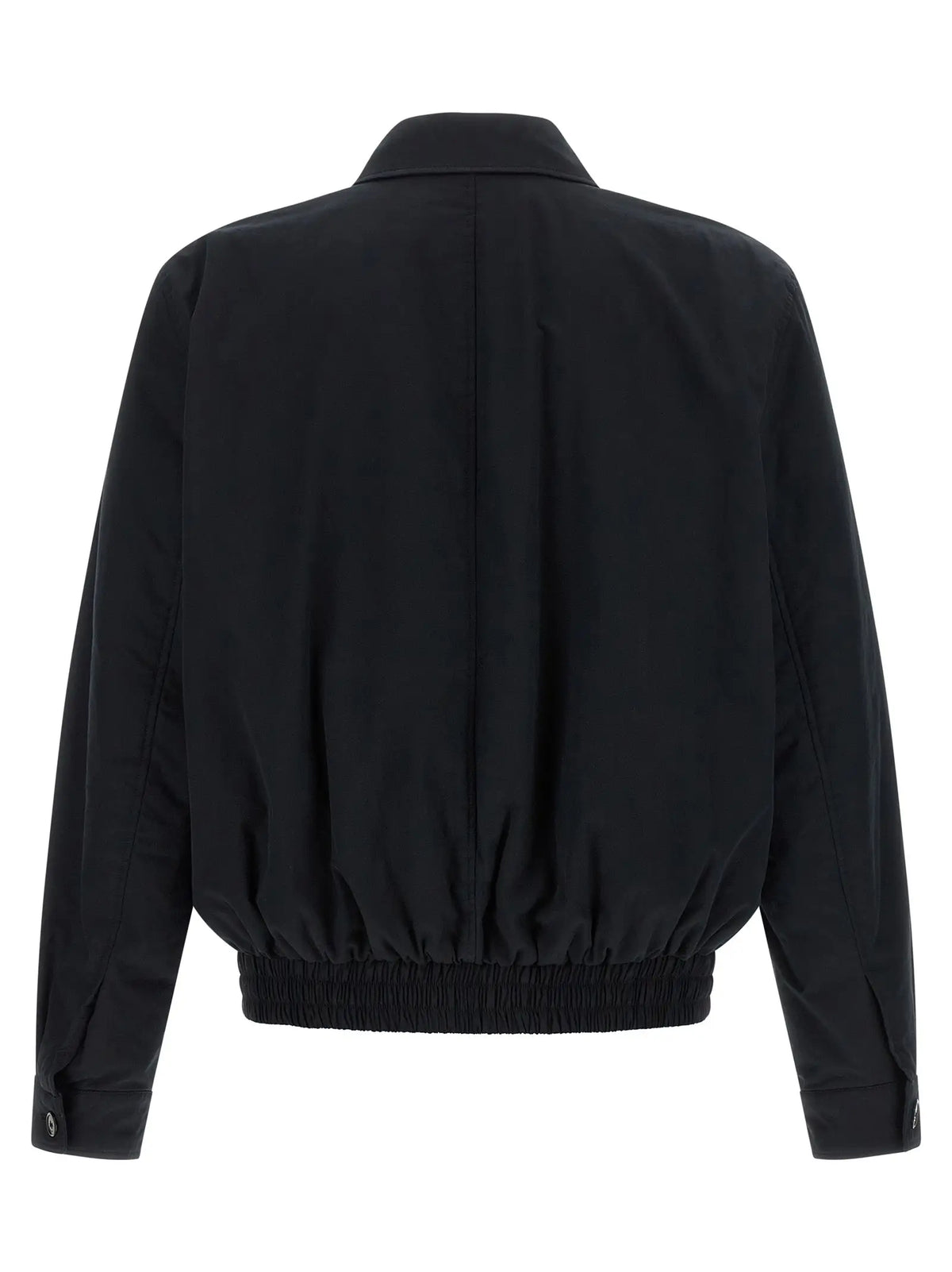 Blouson bomber noir saint laurent en coton avec coupe ajustée, taille élastique et poignets à boutons