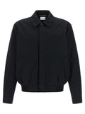 Veste shell en coton noir saint laurent avec col classique et fermeture à boutons sur le devant