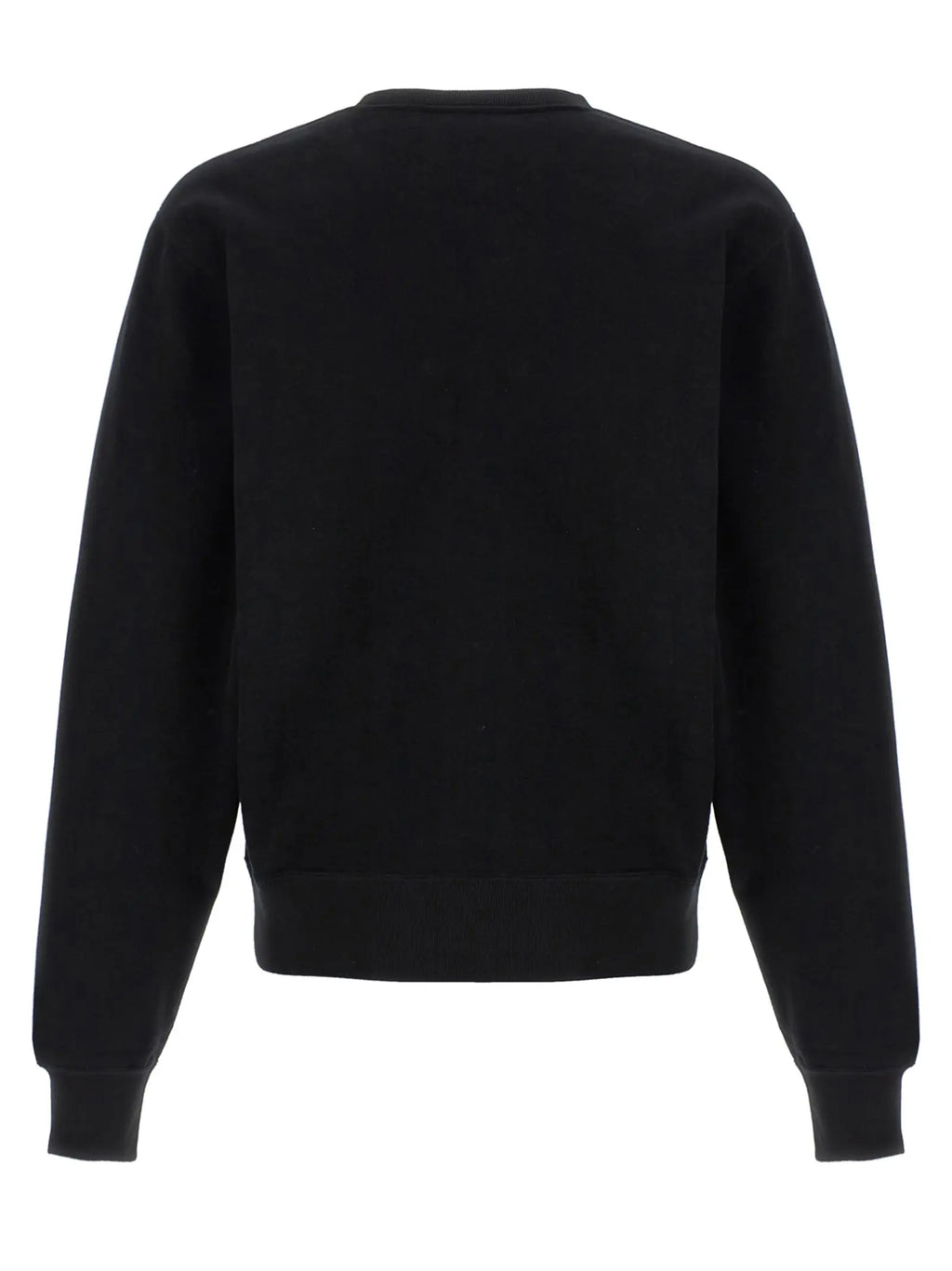 Sweatshirt noir saint laurent en coton avec col rond et poignets côtelés