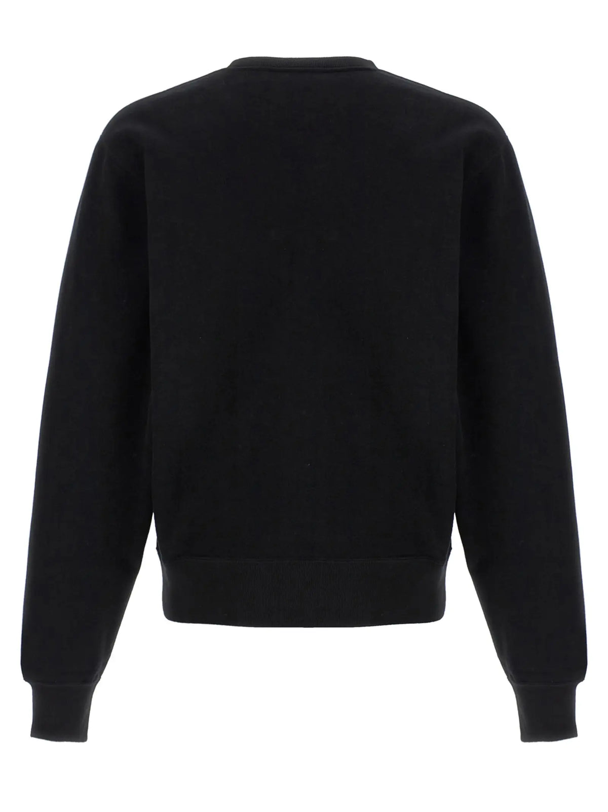 Sweatshirt noir saint laurent en coton avec col rond et poignets côtelés