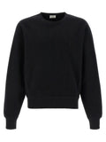 Sweatshirt saint laurent noir en coton avec logo brodé discret sur la poitrine