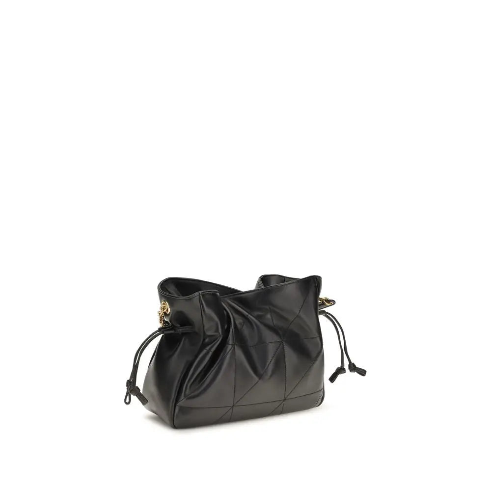 Sac à main saint laurent noir en cuir dagneau avec coutures géométriques et ferrures dorées