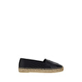 Espadrilles saint laurent black lamb ovis aries en cuir noir avec semelle tressée en jute naturelles
