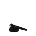 Ceinture fine saint laurent noire en cuir dagneau avec boucle argentée et logo ysl