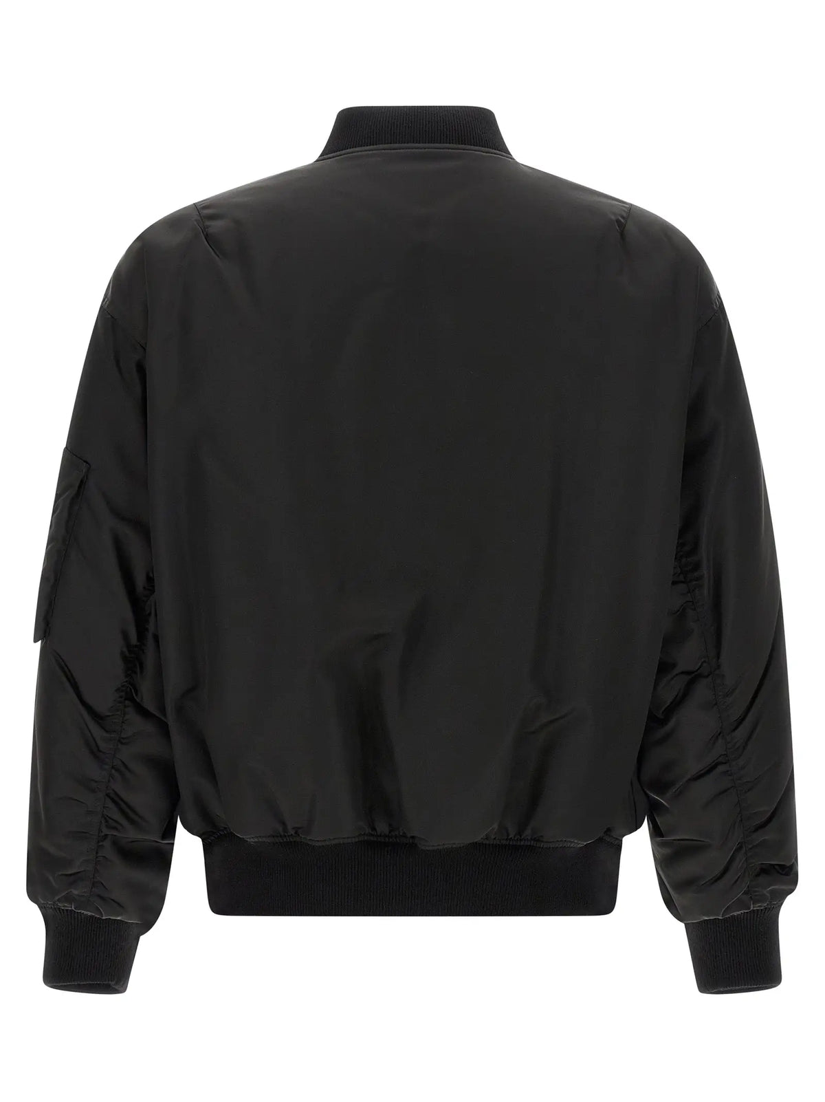Blouson aviateur saint laurent noir en polyamide avec poignets et col côtelés en tissu nylon lisse