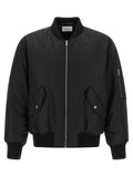 Veste bomber saint laurent noire en polyamide avec finition mate et fermetures éclair argentées élégantes