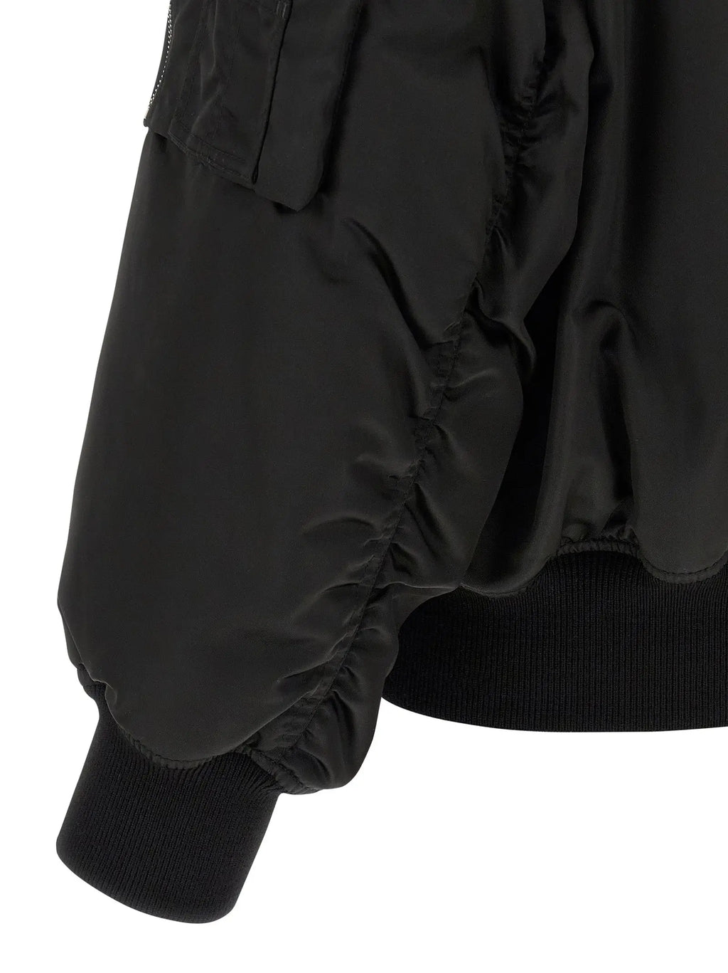 Veste bomber noire saint laurent en polyamide avec manches bouffantes et poignets côtelés