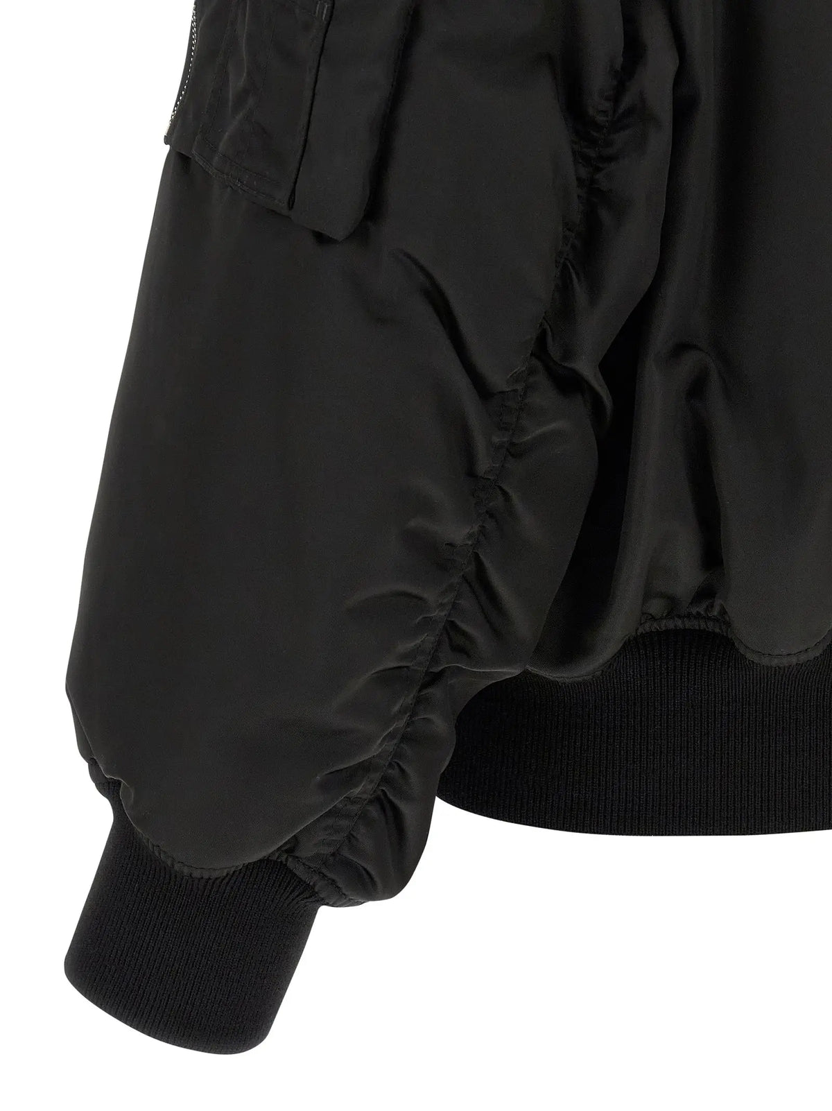 Veste bomber noire saint laurent en polyamide avec manches bouffantes et poignets côtelés