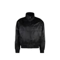 Veste noire en satin saint laurent bomber avec col montant et fermeture éclair avant